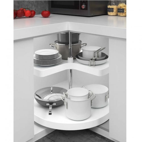 رف مطابخ زاوية طابقين لون رمادي