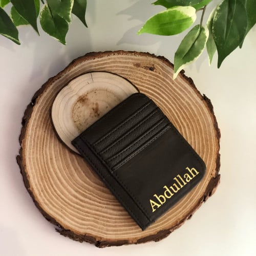 حافظة بطاقات جلدية للرجال مطبوعة بالاسم