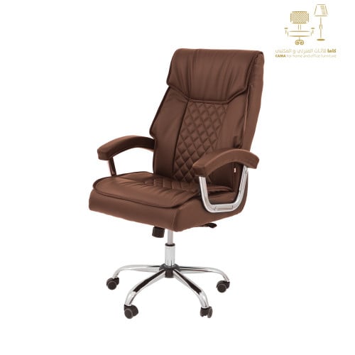 كرسي دوار جلد بني من كاما  DTBXH-9241