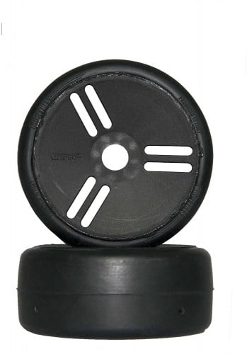 1:8 GT - T02 SLICK VELOCITY - S7 MediumHard - Mounted on New Closed Black Wheel - 1 Pair