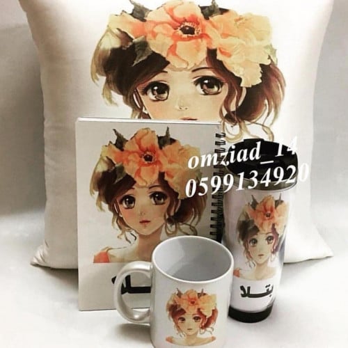 طباعه طقم من الخداديه + كوب + دفتر + مق