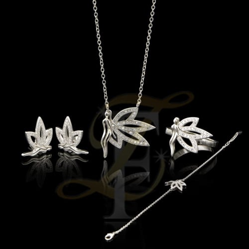 نصف طقم (زركون) فضة عيار 925