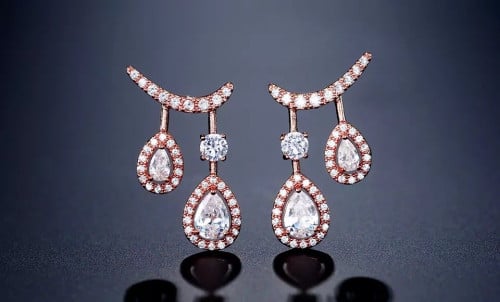 حلق فضة عيار 925 / روز قولد