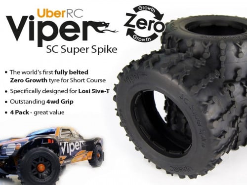 Uber RC Viper Super Spike Tires for Losi 5ive-T/DBXL - Set of 4 (Also fit HPI Baja 5T/5SC Front)