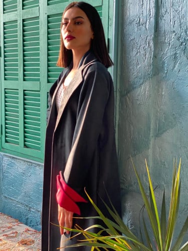 عباية شتوية فخمه شامواه زيتي