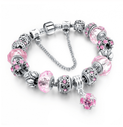 سوار نسائي مطلي بالفضة بتصميم انيق مع كريستال لامع من سواروفسكي اليمينتس