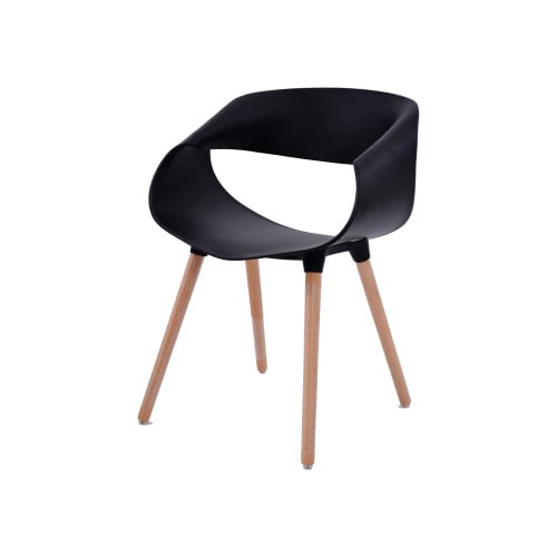 كرسي كاما فيبر اسود ارجل خشب  C-D-831BLACK