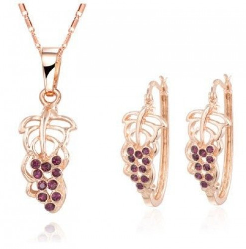 طقم مجوهرات مطلي بالذهب أقراط أذان وتعليقة