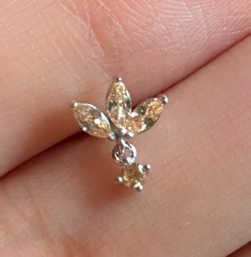 Silver lotus - stud"rosy stone "