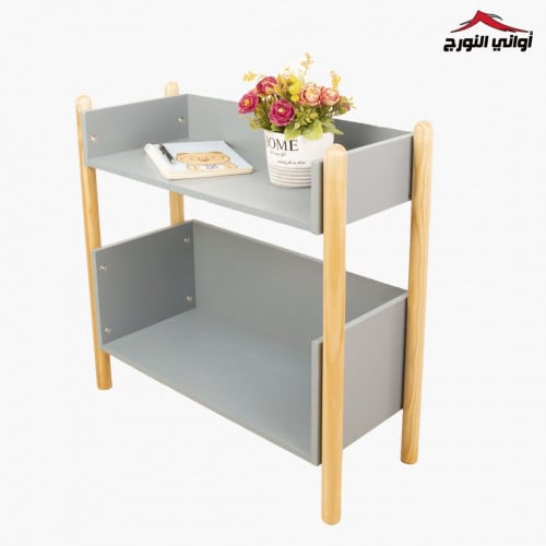 ستاند رفوف عريض 2 دور رمادي