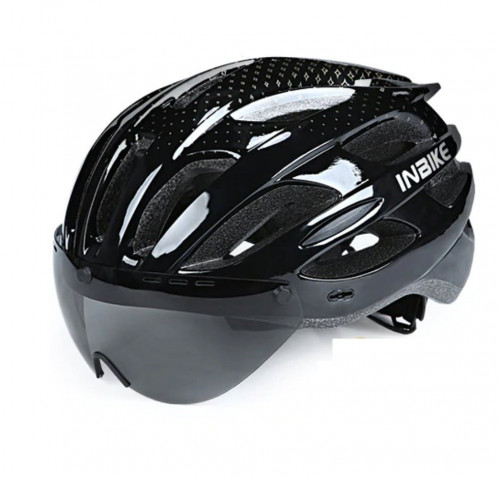 خوذة الدراجين باللون الأسود ومن البلاستيك القوي مع نظارتين مجانا