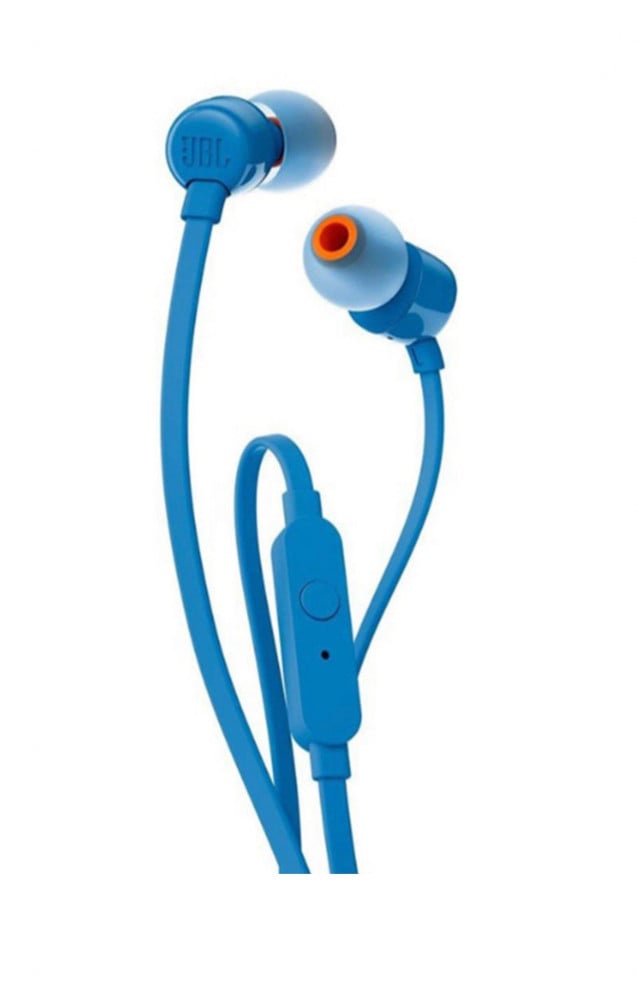 سماعة JBL أذن داخلية تصدر جهيراً نقياً طراز T110 أزرق