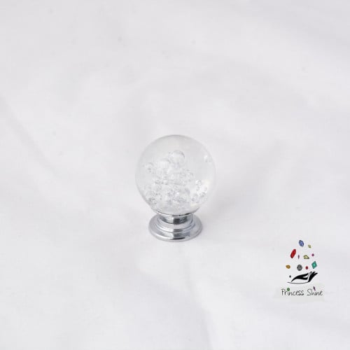 215 - مقبض كريستال فقاعات بقاعدة فضية - قطعة واحدة