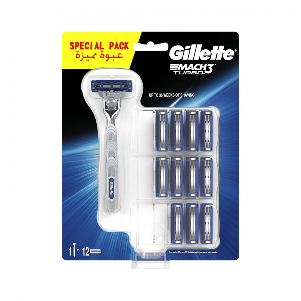 Gillette MACH3 TURBO 12+1 razor blades - صيدلية