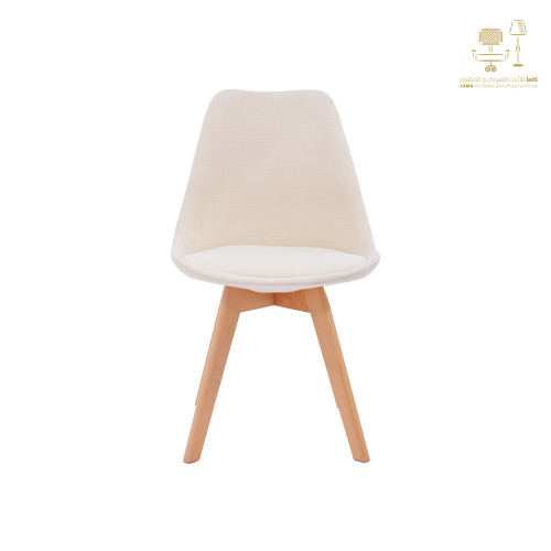 كرسي كاما فيبر ابيض مبطن ارجل خشب C-D-821B WHITE B...