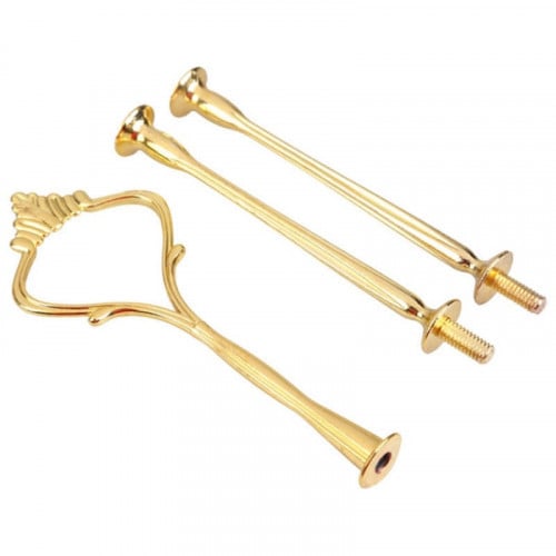 114 - حامل الكعكة لون ذهبي ( 3 ) طبقات