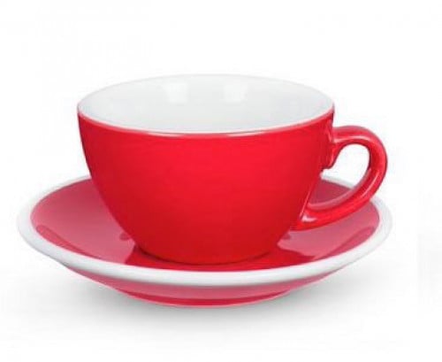 كوب سيراميك اكمي كابتشينو 190مل مع صحن أحمر