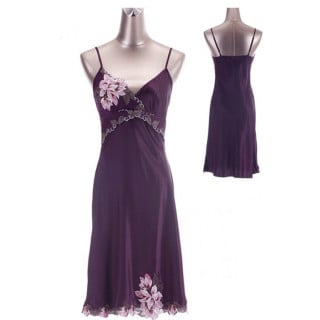 قميص نوم مطرز - بنفسجي