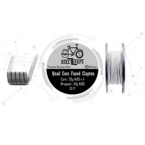 كيبل رباعي طول 10 قدم يكفي لتصنيع 30 كويل بجودة عالية Bike Vape Wire Box Quad Core Fused Clapton 0.13 ohm Core : 28g Ni80 x4