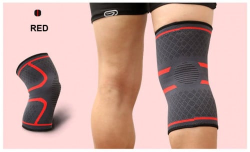 رباط ضاغط وداعم للركبة للرياضيين باللون الأحمر