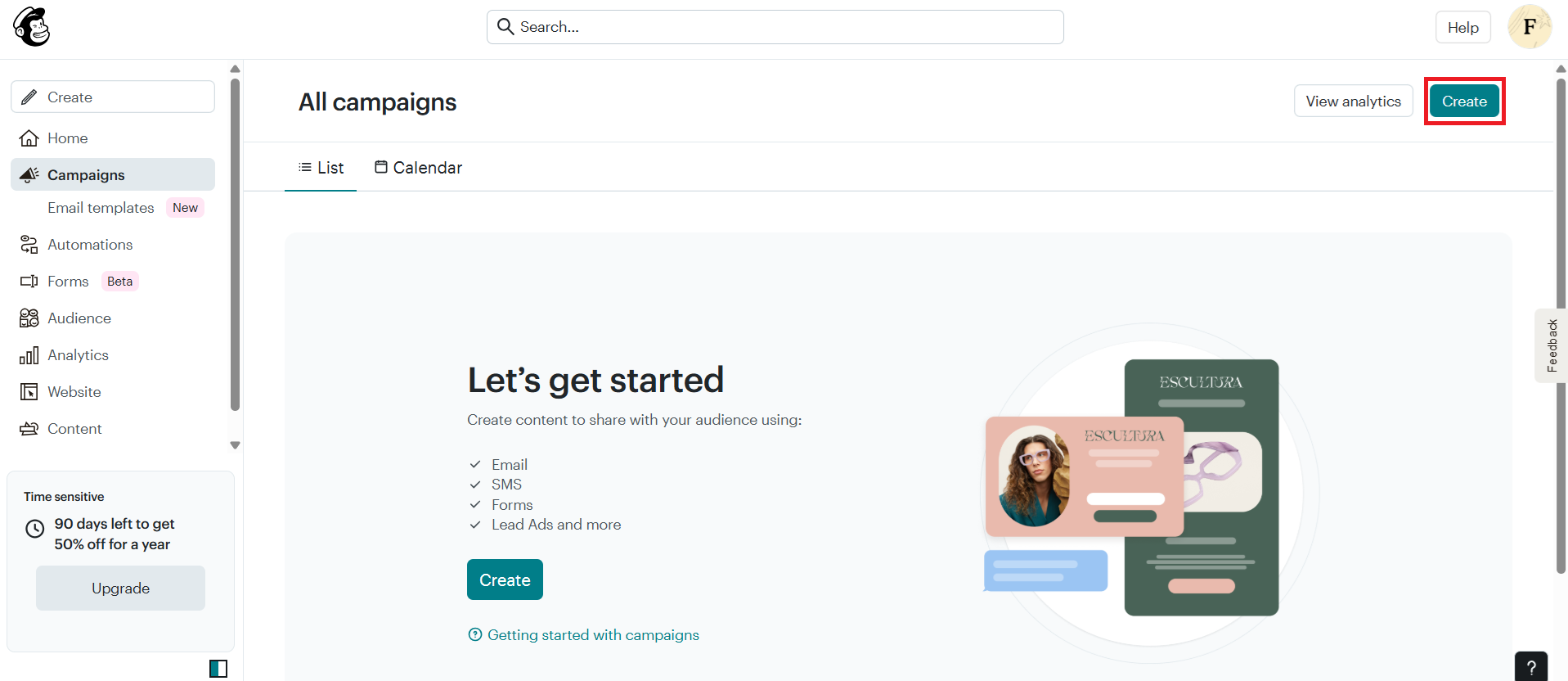 خطوات إنشاء ومعاينة أداء حملة تسويق بالبريد الإلكتروني Mailchimp