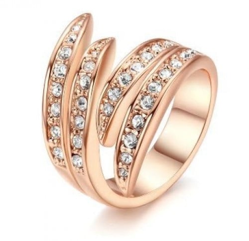 خاتم نسائي مطلي بالذهب مقاس 7.25 أمريكي