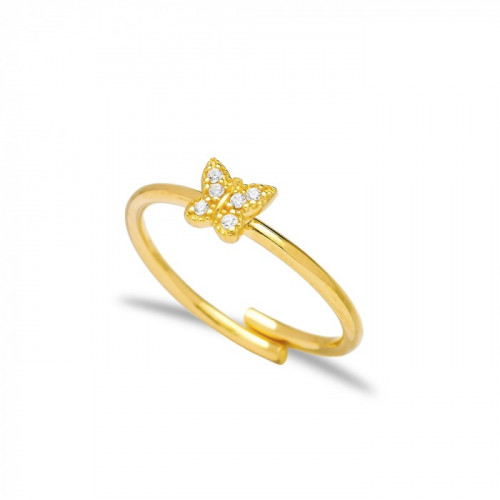 خاتم ثمين من Nafees رسمة الفراشة مرصع بالزيركون ومطلي بالذهب -من مجموعة نفيس هدايا مجوهرات هدية نسائية فاخرة 4413