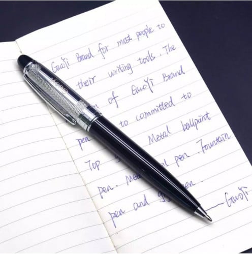 قلم للجنسين بالحبر الجاف مزين بالألوان الفضية