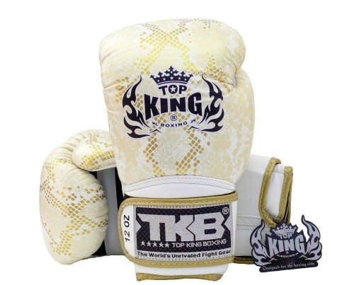 Top King White/Gold "Super Snake"Boxing Gloves