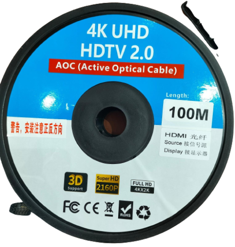 كابل الياف بصرية نشط HDMI 2.0 بطول 100 مترًا