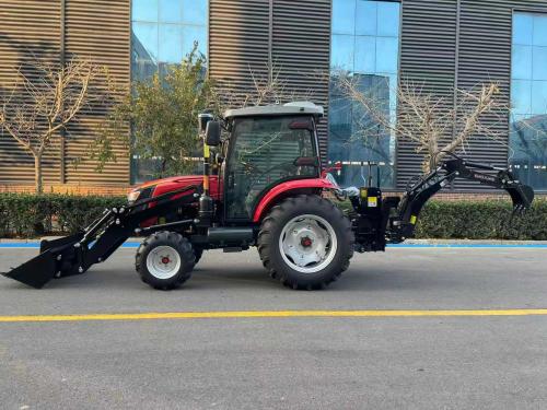 Agricultural tractor with front loader and rear excavator, size 504