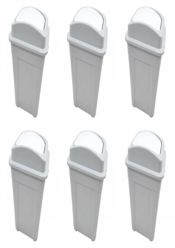 عدد 6 سلة مهملات لون رمادي سعة 30 لتر