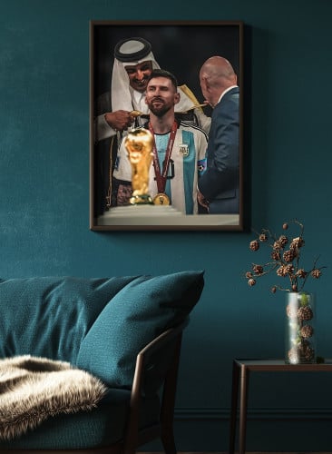 لوحة ميسي مع كأس العالم 2022