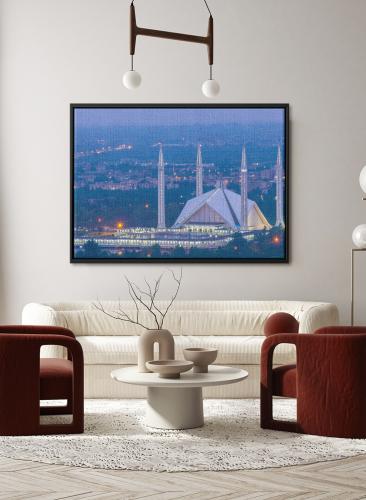 لوحة كانفاس على إطار خشبي لمسجد الملك فيصل بإسلام...