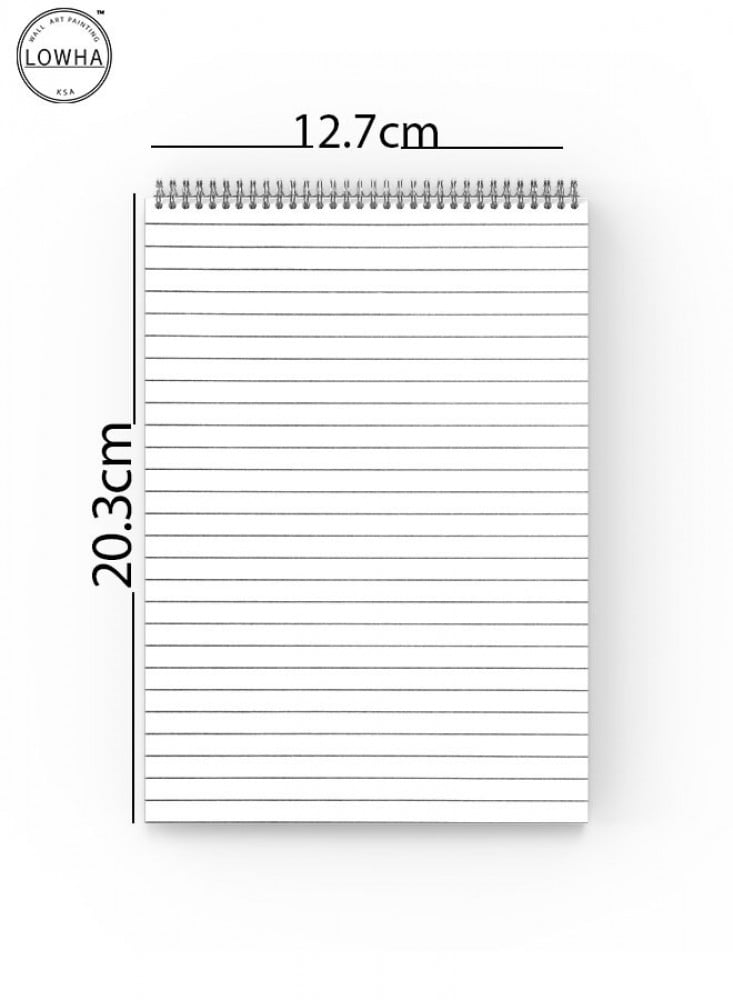 Set of 2 Spiral Bound Notebooks of 50 Sheets Each with Wavy Lines and Squares Design in Cardboard Cover, for Recording Notes and Taking Reminders for Work, College or School
