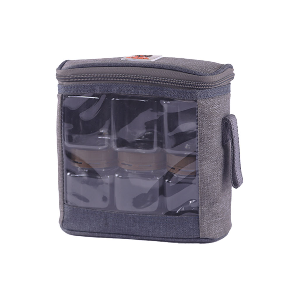 شنطة علب بهارات مكتملة 6 علب فيافي رمادي 10689