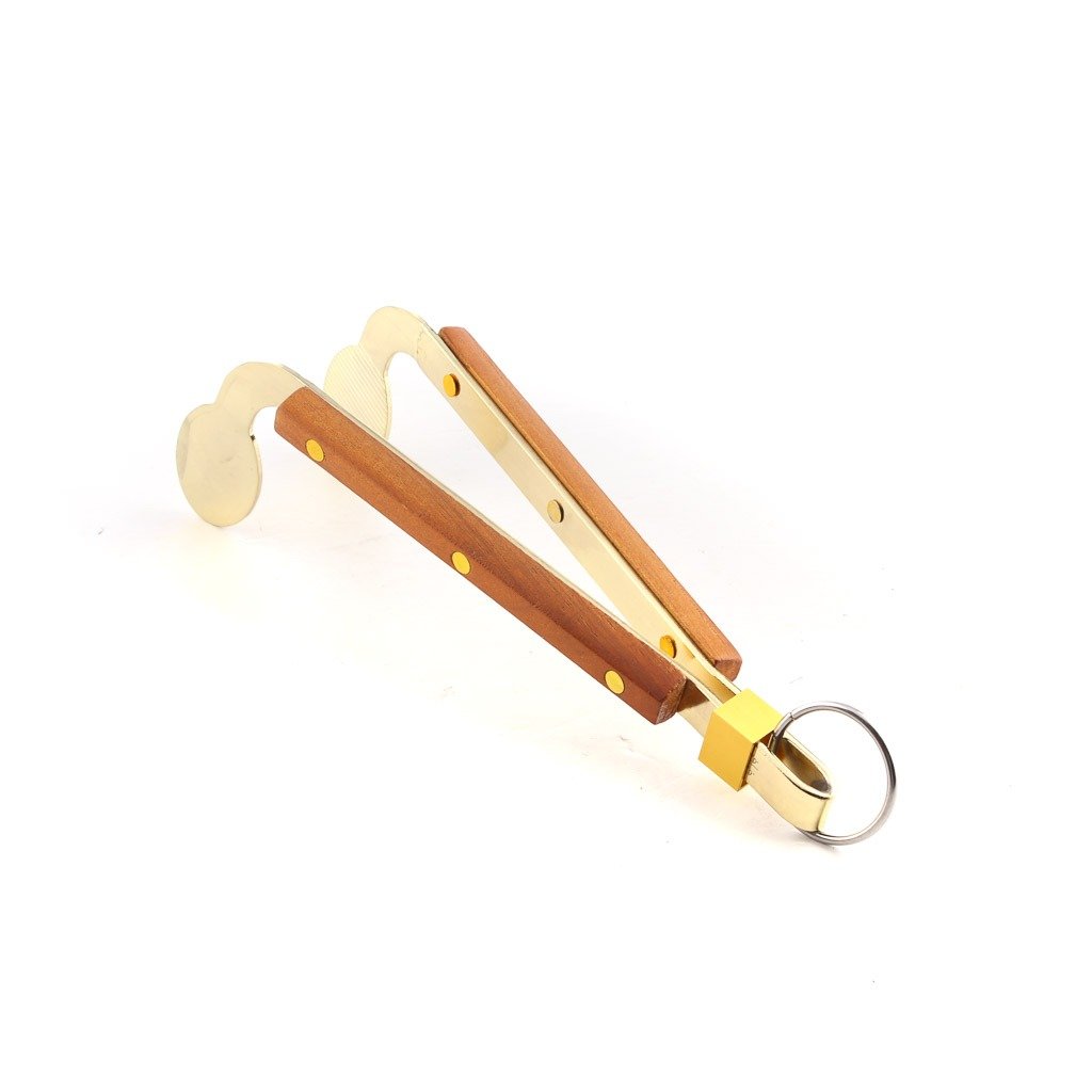 ملقاط استانليس استيل ذهبي مع يد خشبي