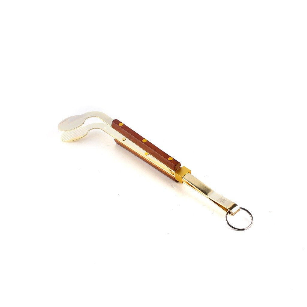 ملقاط ستانليس ستيل ذهبي مع يد خشبي