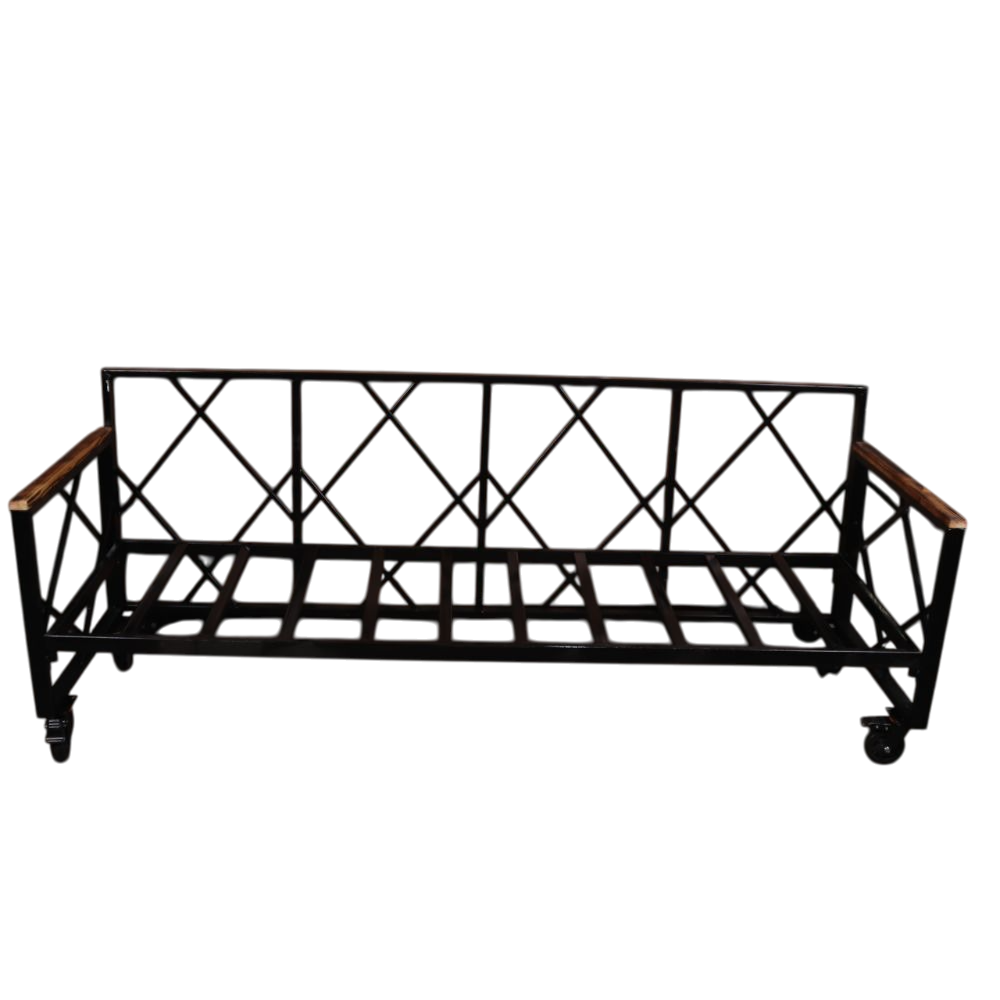 كرسي الراحة مقاس 2 متر - لون بيج كلاسيكي بنقشة السدو - هيكل حديد مدعم وعجلات لسهولة الحركة - مثالية للمنزل، الحديقة، والرحلات البرية.