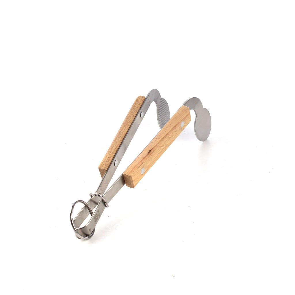 ملقاط استانليس ستيل يد خشبي