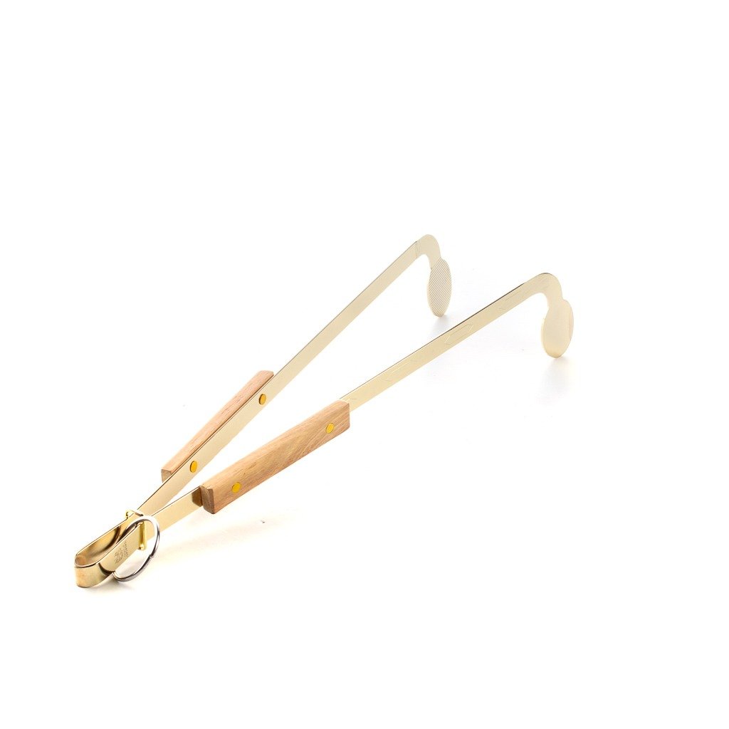ملقاط استانليس استيل ذهبي مع يد خشبي