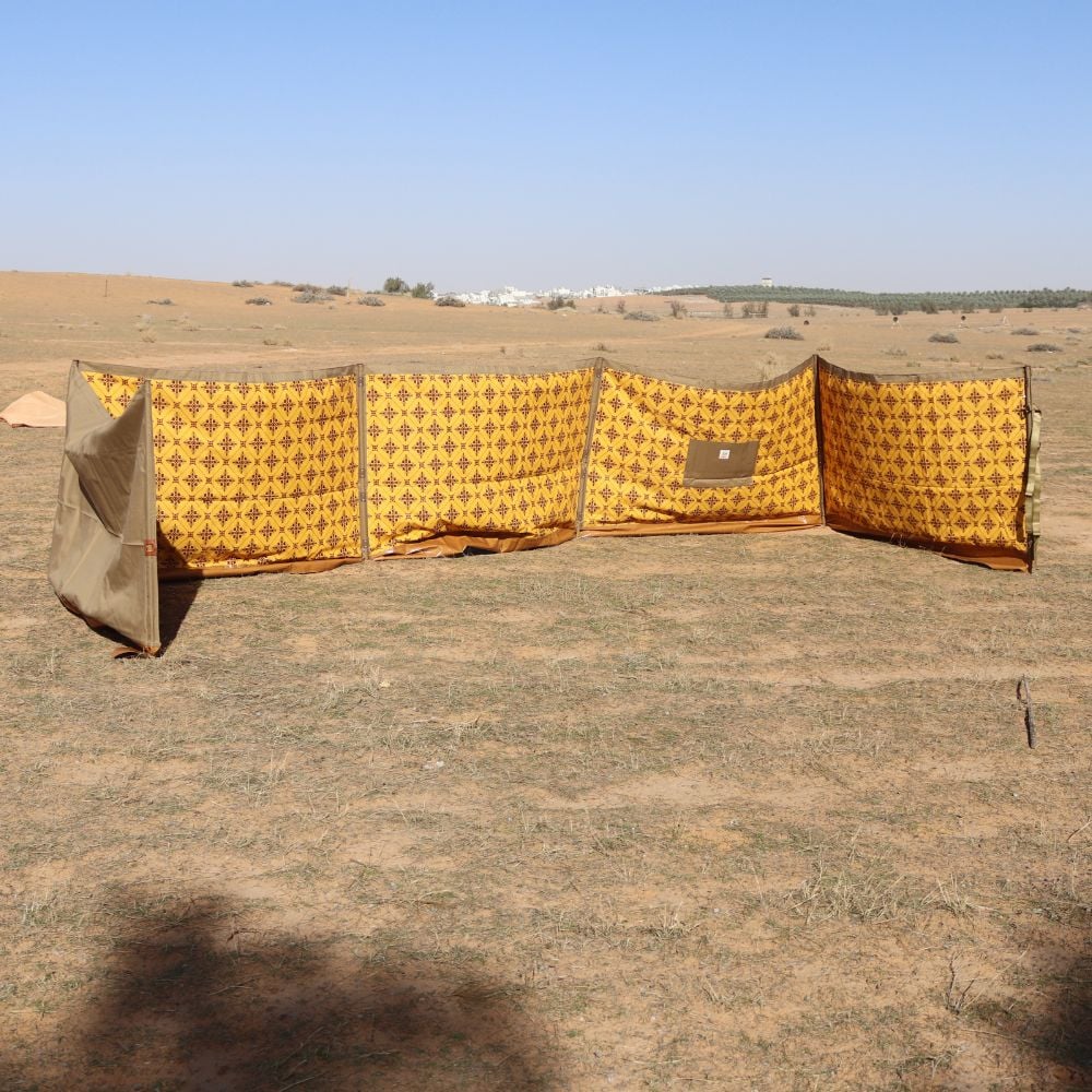 رواق قابل للصفط مبطن لون أصفر مقاس 8 × 1.25 متر – FIAFI | خفيف وسهل الحمل للرحلات والتخييم