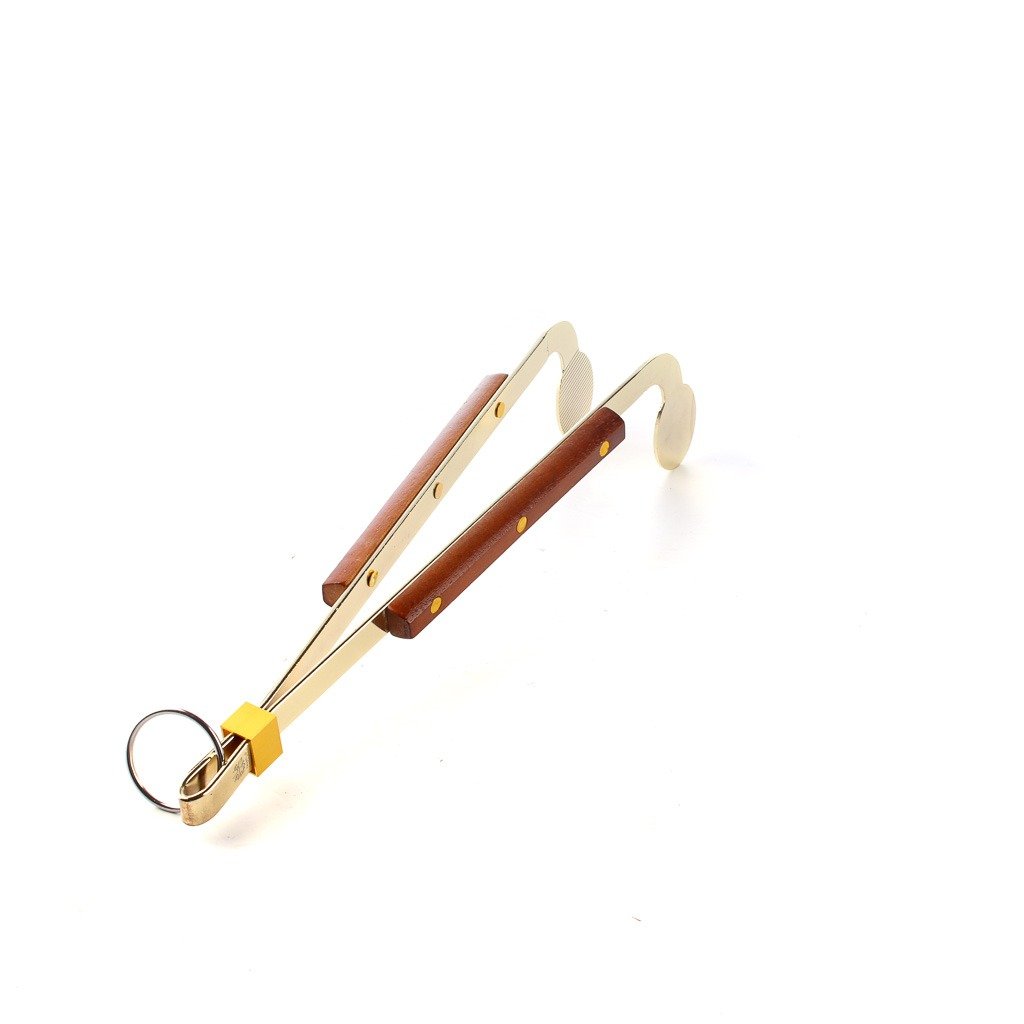 ملقاط ستانليس ستيل ذهبي مع يد خشبي