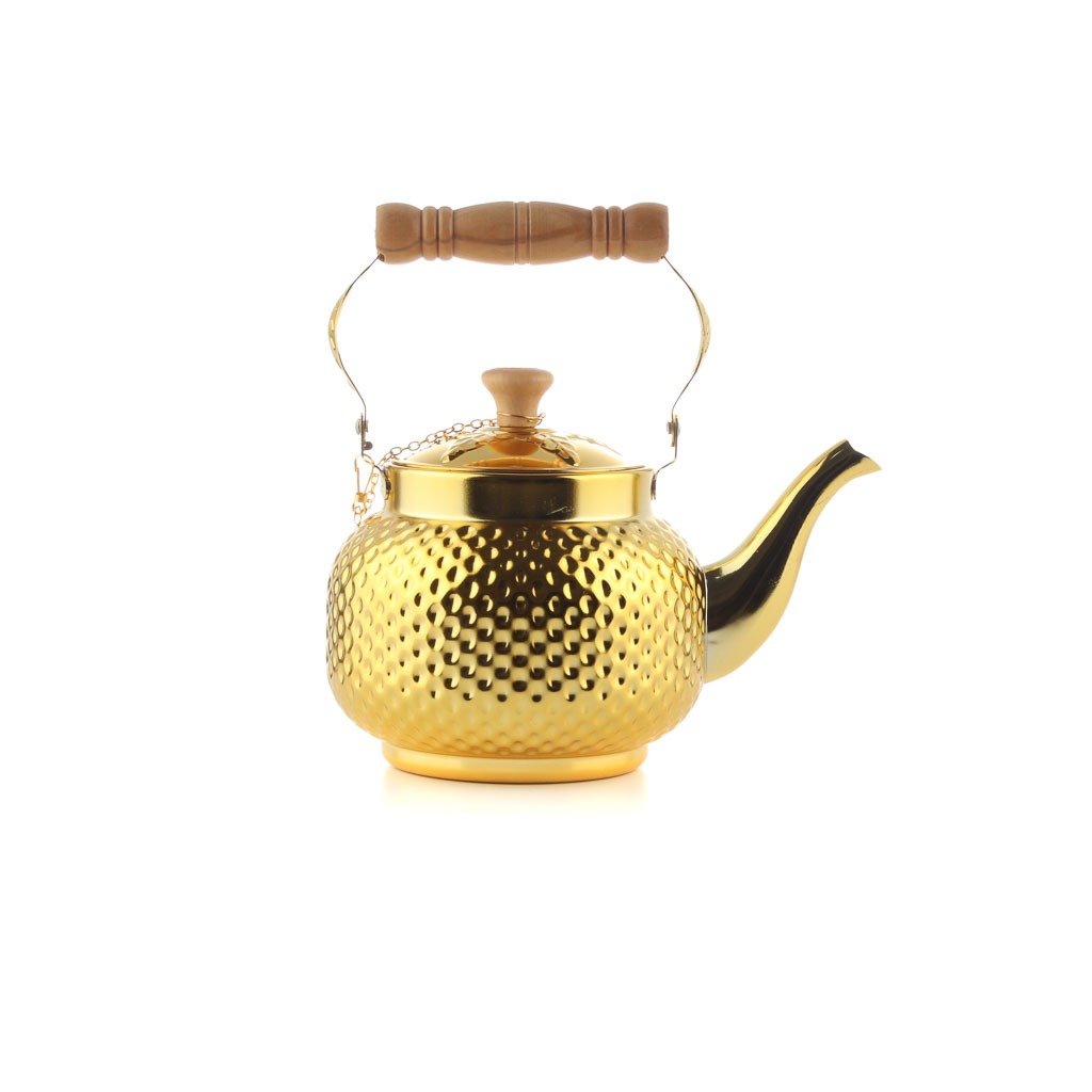 ابريق حب رمان فضي / ذهبي بيد خشب م 1.6 لتر