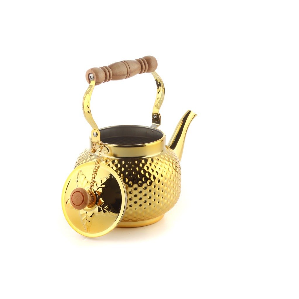 ابريق حب رمان فضي / ذهبي بيد خشب م 1.6 لتر