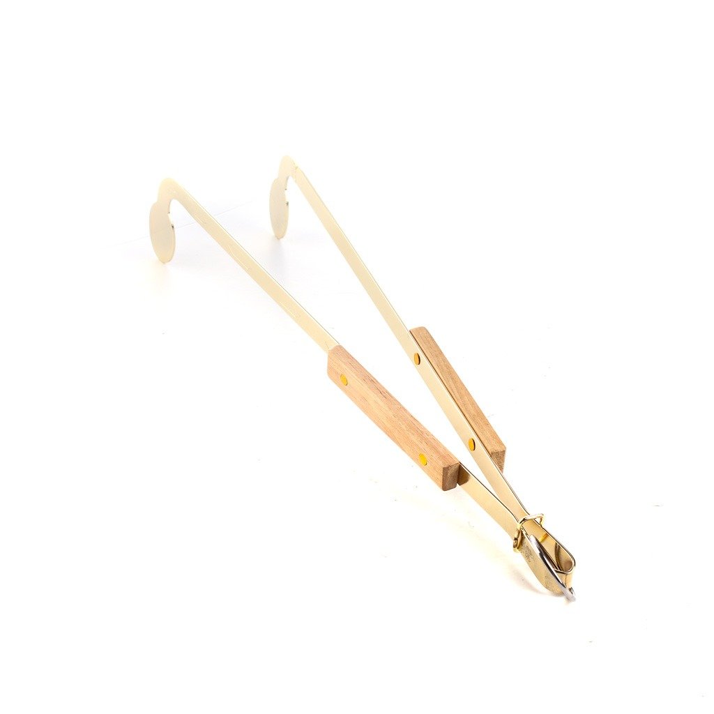 ملقاط استانليس استيل ذهبي مع يد خشبي