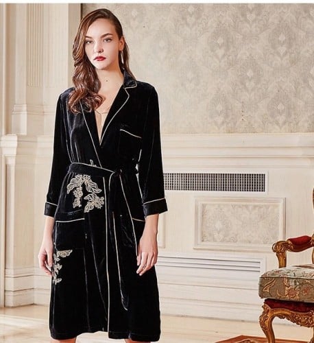HOTEL LUXE Luxurious Plush Velvet Robe BLUSH