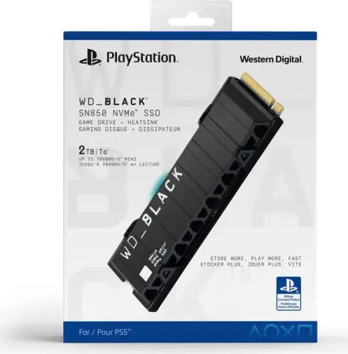 هاردسك تخزين متوافق مع بلايستيشن 5 من ويسترن ديجيتال 2 تيرا بايت wd black 2t مع مشتت حراري