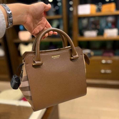 BURBERRY BANNER HOUSE CHECK STRAP MINI TOTE BAG
