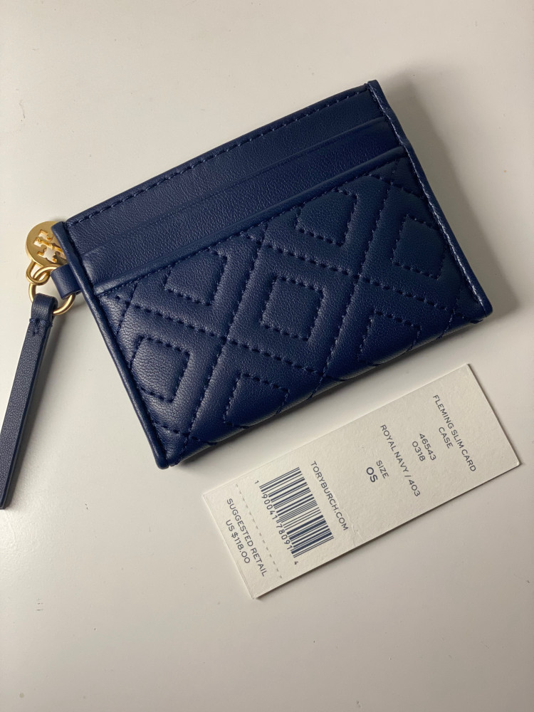 Tory Burch Card Holder Fleming Navy Color 